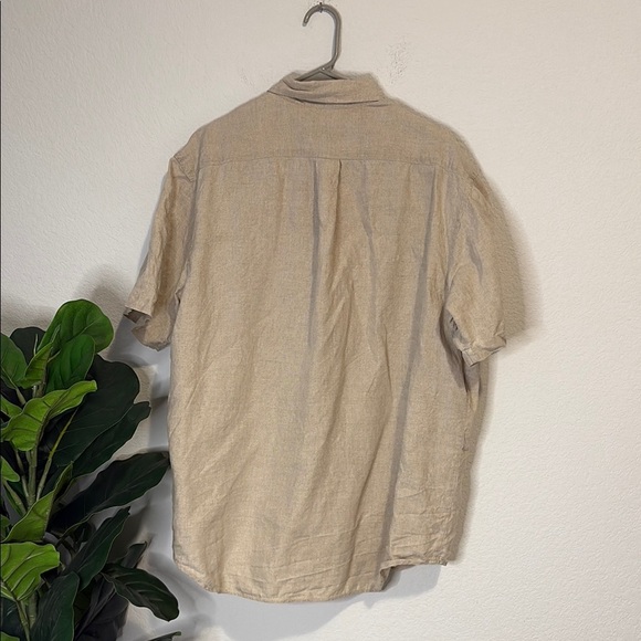 Eddie Bauer Tan Lightweight 100% linen Casual button down short sleeve Shirt - Picture 3 of 3